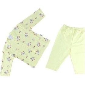 Resim Sebi Bebe Bebek Pamuklu Önden Çıtçıtlı Tavşanlı Pijama Takım-14797 Sari 
