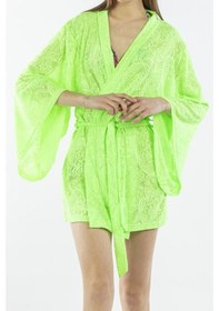 Resim Nicoletta Yeşil Kadın Pareo Kaftan Sabahlık Dantelli Yeşil 