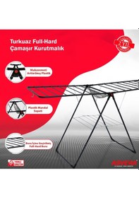 Resim Safir Serisi - Turkuaz Full-hard Borulu Çamaşır Kurutmalık - Dayanıklı Çamaşır Kurutma Askısı Antrasit 