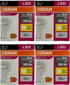 Resim Osram Par16 4.5w 50w 2700k Sarı Işık Gu10 Duylu Led Spot 4 Adet 