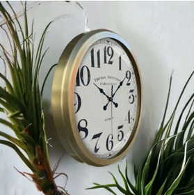 Resim Bahat Eskitme Metal Çerçeveli Salon Ofis Otel Duvar Saati 52 Cm C8 