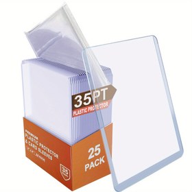 Resim 50 Kartlık Plastik Koruyucu Kapaklar, 7.62cm X 10.16cm Beyzbol Kartı Koruyucuları, Sert Plastik, Premium Kart Kılıfları Ticari Spor Futbol Oyun Kartları İçin (25 Plastik Koruyucu + 25 Kart Kılıfı) 