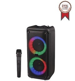 Resim Torima KTS-1973 Siyah Mikrofonlu RGB Ledli Taşınabilir Bluetooth Hoparlör Parti Speaker 