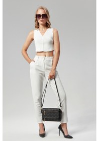 Resim Kadın Dört Bölmeli Monogram Portföy Çarpraz Omuz Çantası 