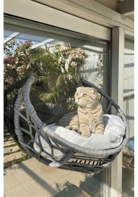 Resim Reyo Lüxperi Hilal Kedi Cam Yatağı & Vantuzlu Cam Yatağı & Kedi Pencere Yatağı Açık Gri 