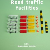 Resim 22 parça 1:64 Ölçekli Minyatür Yol Trafik Tesisleri Seti - ABS Plastik Hız Kesici Kasisler, Koni Bariyerler, Su Bariyerleri, Korkuluklar, İzolasyon Bantları - DIY Peyzaj, Yaratıcı Sahneler, Makro Fotoğrafçılık Aksesuarları 