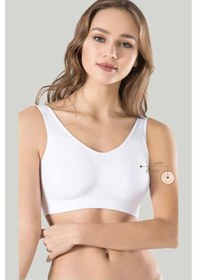 Resim Kadın Beyaz Kalın Askılı Çıkarılabilir Pedli Örme Seamless Dikişsiz Basic Büstiyer Çok Renkli 