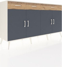 Resim Hyperion Konsol 4 Raflı 3 Çekmeceli 4 Kapaklı 176x44x99 Aytaşı-antrasit/çam Aytası/antrasıt - Aytası 