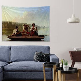 Resim Boatmen on the Missouri Duvar Örtüsü - 60 cm x 90 cm 