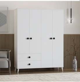 Resim Opal 4 Kapaklı 2 Çekmeceli Gardırop 
