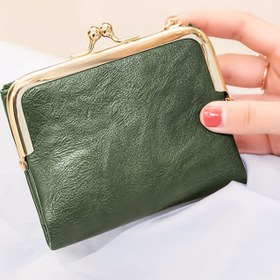 Resim Kadın Kısa Cüzdan, Kuss-Lock'lu Vintage Debriyaj Çanta Para Kesesi, katlanabilir Çok Fonksiyonlu Cüzdan 