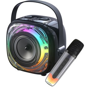 Resim Lenyes S226 Rgb Işıklı Askılı Mikrofonlu Bluetooth Speaker Hoparlör V5.3 Siyah 