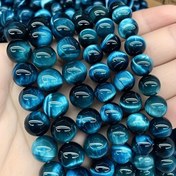 Resim 6mm 8mm 10mm Doğal Renkli Mavi Kaplan Gözü Taş Boncukları - Altın Kahverengi Çizgilerle Parlatılmış Yuvarlak Gevşek Boncuklar, DIY Takı Yapımı, Bileklikler, Kolyeler ve El Sanatları Projeleri İçin Uygun, Kaplan Gözü Taş Boncukları, El Sanatları Boncuk Malzemeleri, Parlak Bitiş 