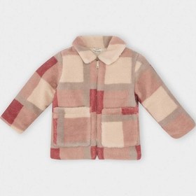 Resim DeFacto Kız Bebek Gömlek Yaka Fermuarlı Kare Desenli Welsoft Pelüş Hırka D3826A524WNBR277 Bordo 