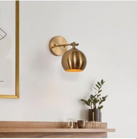 Resim Mylightsretro Rustik Vintage Gece Lambası Okuma Lambası Eskitme Kapla Aplik Led Aplik Altın 