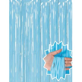 Resim Soft Mavi Püsküllü Kapı Perdesi 