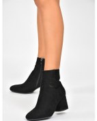 Resim Fox Shoes Siyah Süet Kalın Topuklu Kadın Bot L251089302 