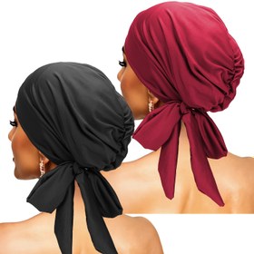 Resim 2 adet Bohem Tarzı Katı Renkli Başörtüleri - Açık Hava Eğlenceleri, Günlük Şık Aksesuarlar ve Rahat Moda için Nefes Alabilen Esnek Elastik Başlık 