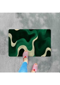 Resim Dijital Baskılı Kapı Önü Paspas Ev İçi Ve Dışı İçin Banyo Lavabo Balkon Mutfak İçin Ve Yıkanabilir Yeşil Ve Bej 