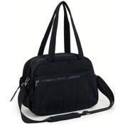 Resim Elmpaly Seyatullah Siyah Bayan Nylon Seyahat Spor Çantası Çok Bölmeli Dayanıklı El Çantası Siyah 