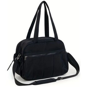 Resim Elmpaly Seyatullah Siyah Bayan Nylon Seyahat Spor Çantası Çok Bölmeli Dayanıklı El Çantası Siyah 