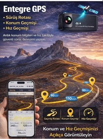 Resim X18 Premium 3 Lens Araç İçi Kamera Wifi Gps 4k Ultra Hd Ön Arka İç Kamera Gece Görüşü Park Modu Dvr 