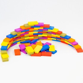 Resim CapellWoodWorks Ahşap Domino Taşları 100 Parça Renkli 