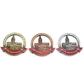 Resim İstanbul Temalı Metal Magnet Galata Kulesi Yuvarlak Tasarım 
