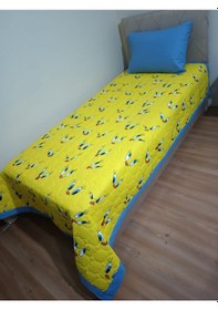 Resim Desenli Yatak Örtüsü Açık Sarı 