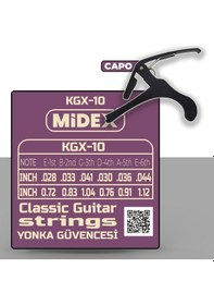 Resim Midex Kgx-10C Klasik Gitar Teli Takımı Pena ve Kapo Seti 