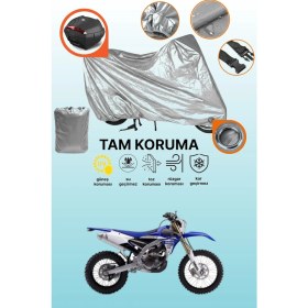 Resim Dokaca Gri Kilit ve Arka Çanta Uyumlu Yamaha Wr 250 F Uyumlu Motosiklet Brandası, Koruma Örtüsü 
