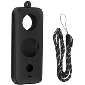 Resim Insta360 İçin One X2 Sunnylife St-q9420 Silikon Koruyucu Kılıf Siyah Vücut Kılıfı+kirki Halat Çok Renkli 