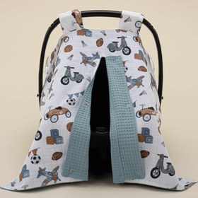 Resim Puset Örtüsü - Çift Taraflı - Petrol Mavisi Petek - Araçlar 