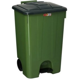 Resim Omnipazar SY-4265 Yeşil 85 Lt Köşeli Pedallı Tekerlekli Çöp Kovası 
