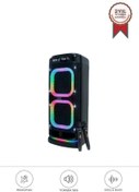 Resim Torima BTS-2121 Siyah Çift Mikrofonlu RGB Ledli Taşınabilir Bluetooth Hoparlör Parti Speaker 