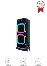 Resim Torima BTS-2121 Siyah Çift Mikrofonlu RGB Ledli Taşınabilir Bluetooth Hoparlör Parti Speaker 