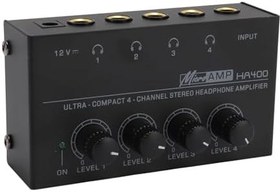 Resim Kulaklık Amplifikatörü, Demir Kabuk Düşük Gürültü Tak Ve Çalıştır Sahne Için 4 Kanallı Stereo Kulaklık Amplifikatörü (AB fişi) 