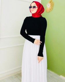 Resim Boğazlı Triko Badi Siyah - Standart 