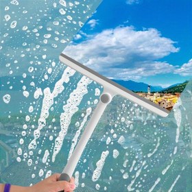 Resim 360° Dönebilen Duş Silecekleri Silikon Tutuculu – Banyo için Verimli Cam ve Ayna Temizleyici, Ergonomik Beyaz Sap, Pencere ve Manzara Temizliği için İdeal, Banyo Temizleyici 