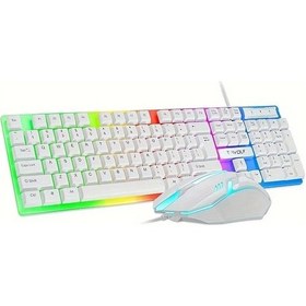 Resim Techbloom Yeni Tf230 Beyaz Usb Aydınlatmalı Klavye Ve Fare Seti Oyun Ofis Ev Kullanımı Diğer 
