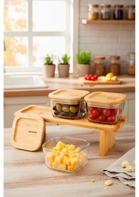 Resim Bernardo Lunaya 3'lü Bambu Standlı Kahvaltılık Büyük Boy Bambu 