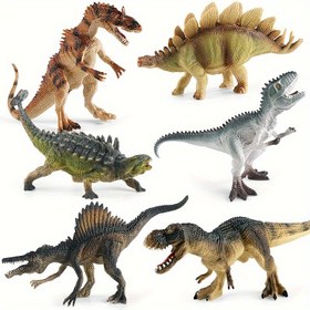 Resim Gerçekçi Dinozor Figür Oyuncakları - T-rex, Stegosaurus, Giganotosaurus, Saichania vb. Dahil Genç Eğitim için Plastik Dinozorlar 