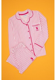 Resim U.S. Polo Assn. Kız Çocuk Fuşya Çizgili Pijama Takımı 50318940-VR023 