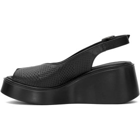 Resim Pierre Cardin PC-54587 Kadın Hakiki Deri Dolgu Topuk Sandalet Siyah 