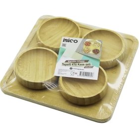 Resim Vanch Ahşap Bambu 5pcs Çerezlik - Lokumluk Kase Seti 22X22CM (5264) 