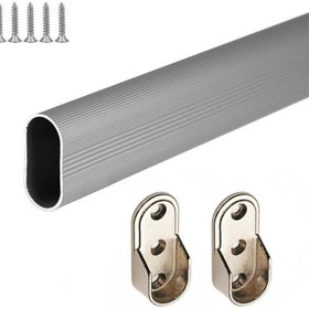 Resim KZL AKSESUAR Oval Alüminyum 36 cm Dolap Içi Askı Borusu 2 Adet Flanş Vidaları 