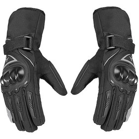 Resim Kış Motosiklet Eldiveni, Gecelik Yansıtıcı, Dokunmatik Ekran Uyumlu, Su Geçirmez, Soğuk Hava İçin Siyah-xl 