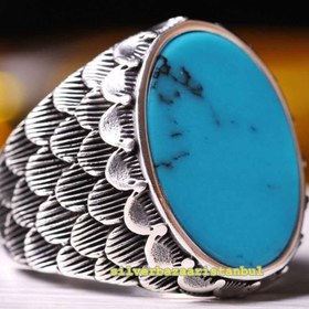 Resim copy of 925 Sterling Eagle Sapphire and Onyx Stone Mens Ring - US: 9 / 60 mm / Turk: 20 