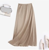 Resim Haki Zanzea Kadın Moda Yan Fermuar Saten Etekler Yaz Gevşek Rahat Uzun Etekler Haki 