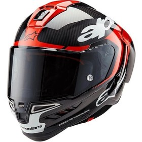 Resim Alpinestars Supertech R10 Carbon Element Spor Motosiklet Kaskı Siyah / Kırmızı / Beyaz 